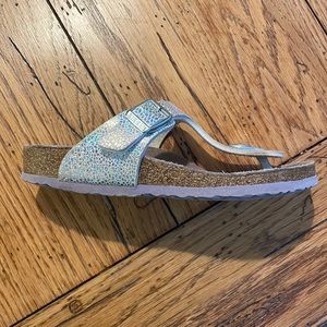 Silver sparkley Birkenstock sandals size 31 (13-13.5 US)